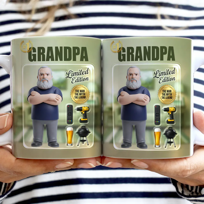 Gift For Husband,Gift For Yourself,Gift For Men,Gift For Father,Gift For Grandpa,Non-Eng,Photo - Toybox Figure,Playful - Custom Photo Toybox Figure Dad Grandpa Limited Edition - Personalized White Edge-to-Edge Mug