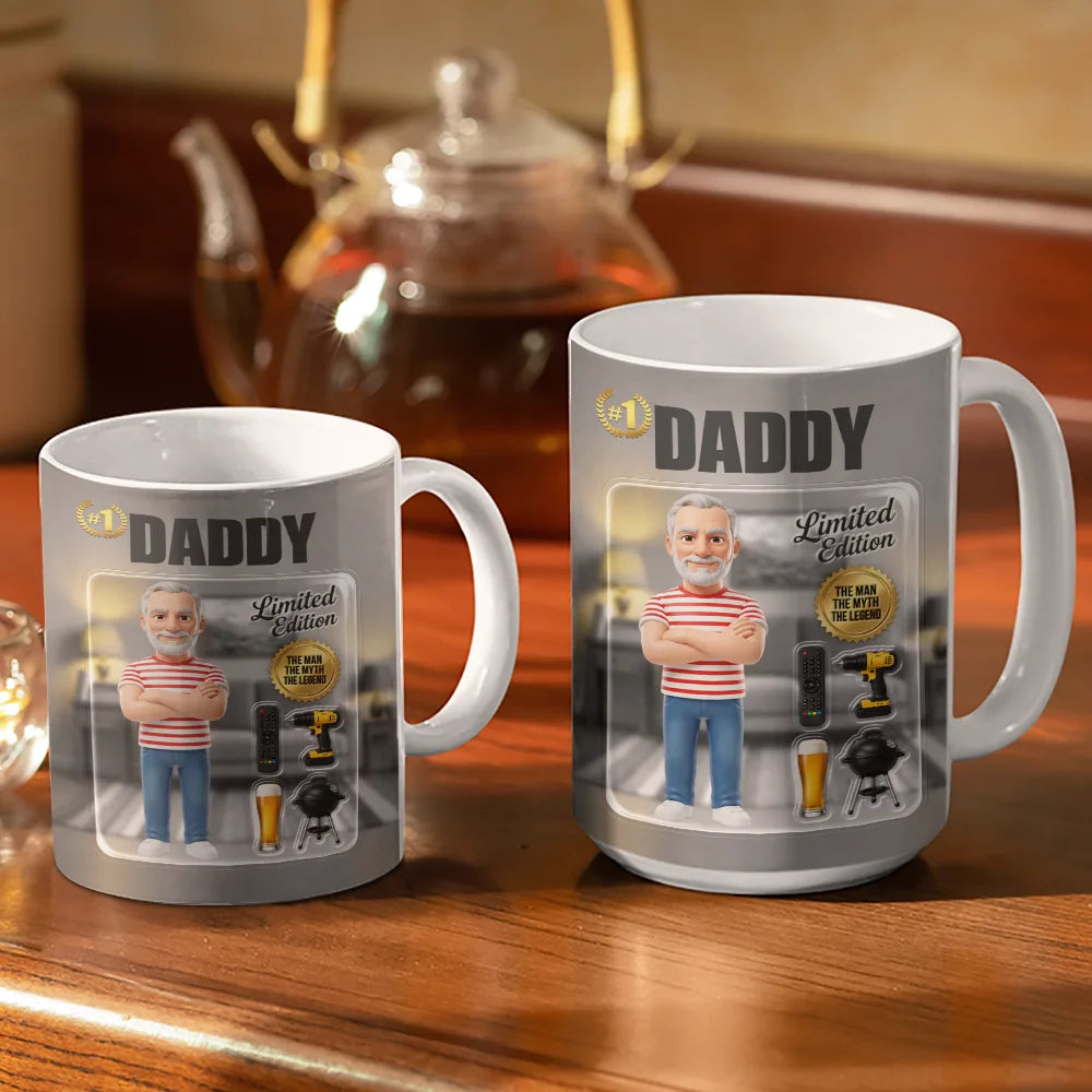 Gift For Husband,Gift For Yourself,Gift For Men,Gift For Father,Gift For Grandpa,Non-Eng,Photo - Toybox Figure,Playful - Custom Photo Toybox Figure Dad Grandpa Limited Edition - Personalized White Edge-to-Edge Mug