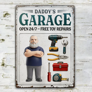 Custom Photo, Art Design, Gift For Grandpa, Top Market, Confident, Photo - Toybox Figure - Custom Photo Toybox Figure Dad Papa Garage - Personalized Classic Metal Signs
