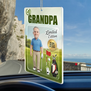 Custom Photo,Art Design,Gift For Father,Sport Dad,Golf,Playful,Photo - Toybox Figure - Custom Photo Toybox Figure Golf Dad Grandpa Limited Edition - Personalized Acrylic Car Hanger