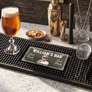 Custom Photo, Art Design, Gift For Men, Gift For Yourself, Confident, Photo - Toybox Figure Half Body - Custom Photo Toybox Figure Good Friends Good Drinks Great Times - Personalized Bar Mat