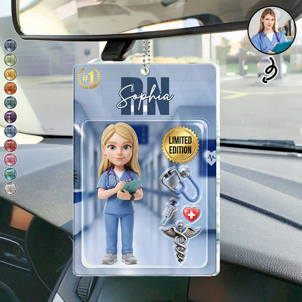 Custom Photo Toybox Figure Nurse Limited Edition - Personalized Acrylic Car Hanger