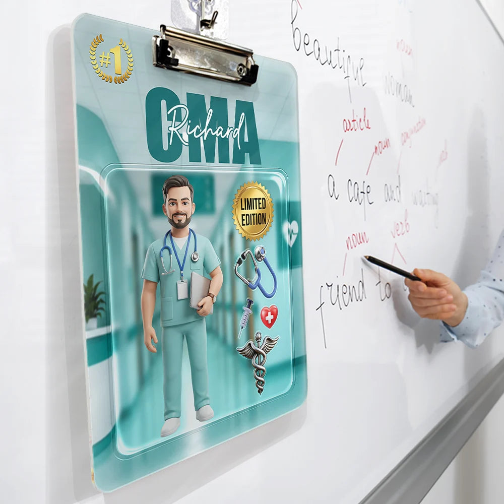 Custom Photo, Art Design, Nurse, Confident, Photo - Toybox Figure - Custom Photo Toybox Figure Nurse Limited Edition - Personalized Acrylic Clipboard