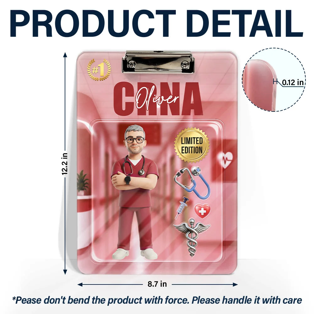 Custom Photo, Art Design, Nurse, Confident, Photo - Toybox Figure - Custom Photo Toybox Figure Nurse Limited Edition - Personalized Acrylic Clipboard
