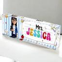Art Design, Teacher, Back To School, Proud, Photo - Toybox Figure Half Body - Custom Photo Toybox Figure Teacher With Striped Pattern - Personalized Desk Name Plate