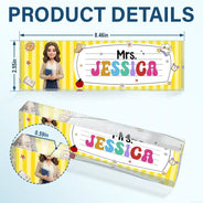 Art Design, Teacher, Back To School, Proud, Photo - Toybox Figure Half Body - Custom Photo Toybox Figure Teacher With Striped Pattern - Personalized Desk Name Plate