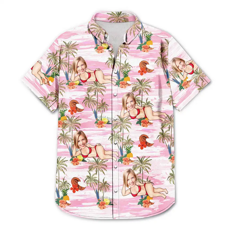 Gift For Yourself,Gift For Women,Gift For Men,Beach,Summer,Funny - Custom Photo Tropical Sexy Pose - Personalized Hawaiian Shirt
