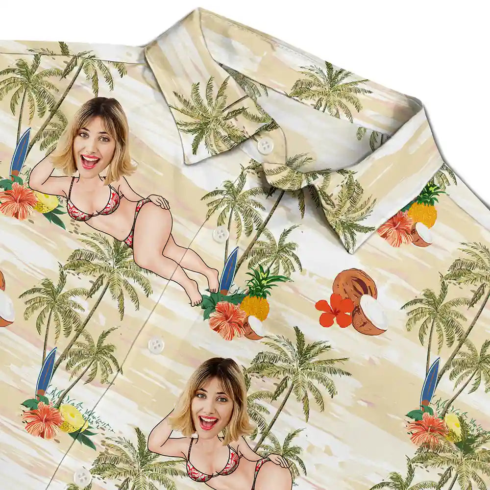 Gift For Yourself,Gift For Women,Gift For Men,Beach,Summer,Funny - Custom Photo Tropical Sexy Pose - Personalized Hawaiian Shirt