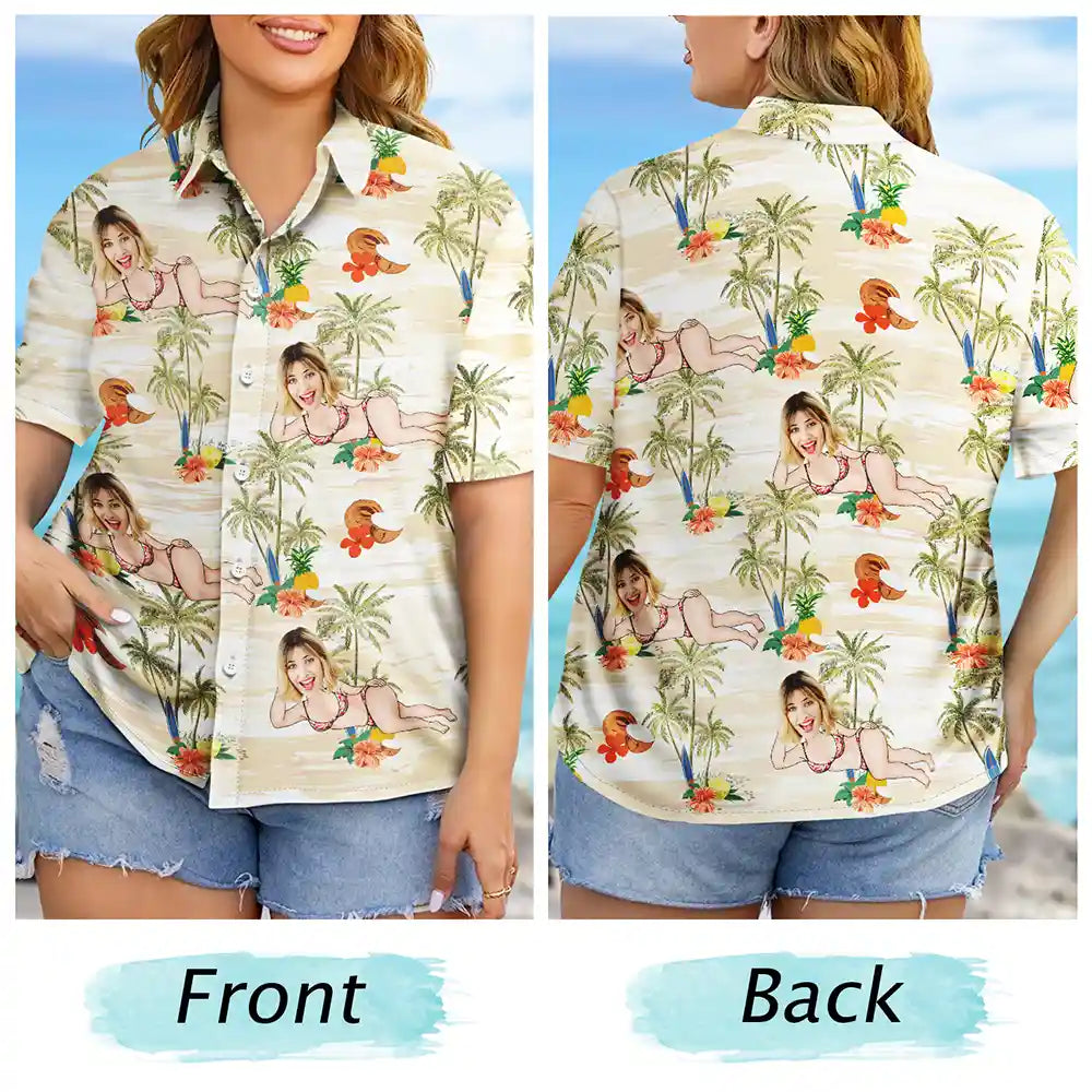 Gift For Yourself,Gift For Women,Gift For Men,Beach,Summer,Funny - Custom Photo Tropical Sexy Pose - Personalized Hawaiian Shirt