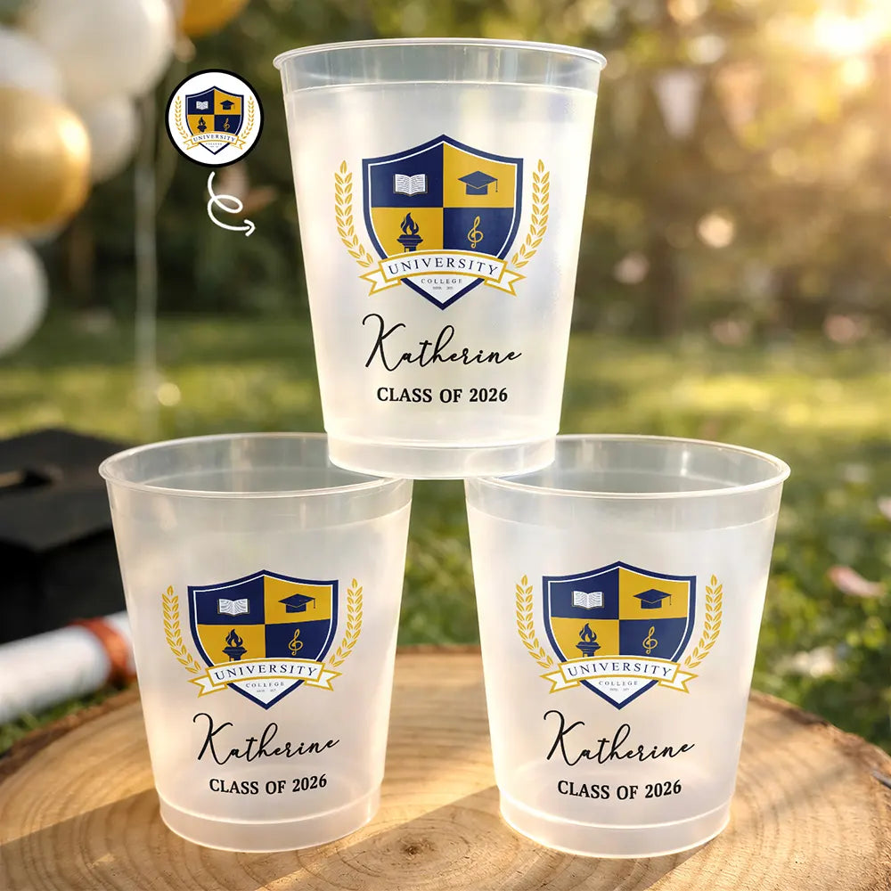 Custom Photo University Logo Graduation - Personalized Frosted Cups