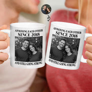 Old Couples,Gift For Husband,Gift For Wife,Gift For Couples,Gift For Boyfriend,Gift For Girlfriend,Love - Custom Photo Vintage Annoying Each Other Since - Personalized Mug