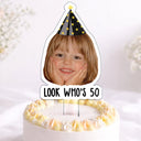 Happy, Gift For Women, Gift For Men - Custom Photo Vintage Birthday Funny Face - Personalized Acrylic Cake Topper