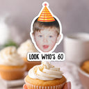 Happy, Gift For Women, Gift For Men - Custom Photo Vintage Birthday Funny Face - Personalized Acrylic Cake Topper