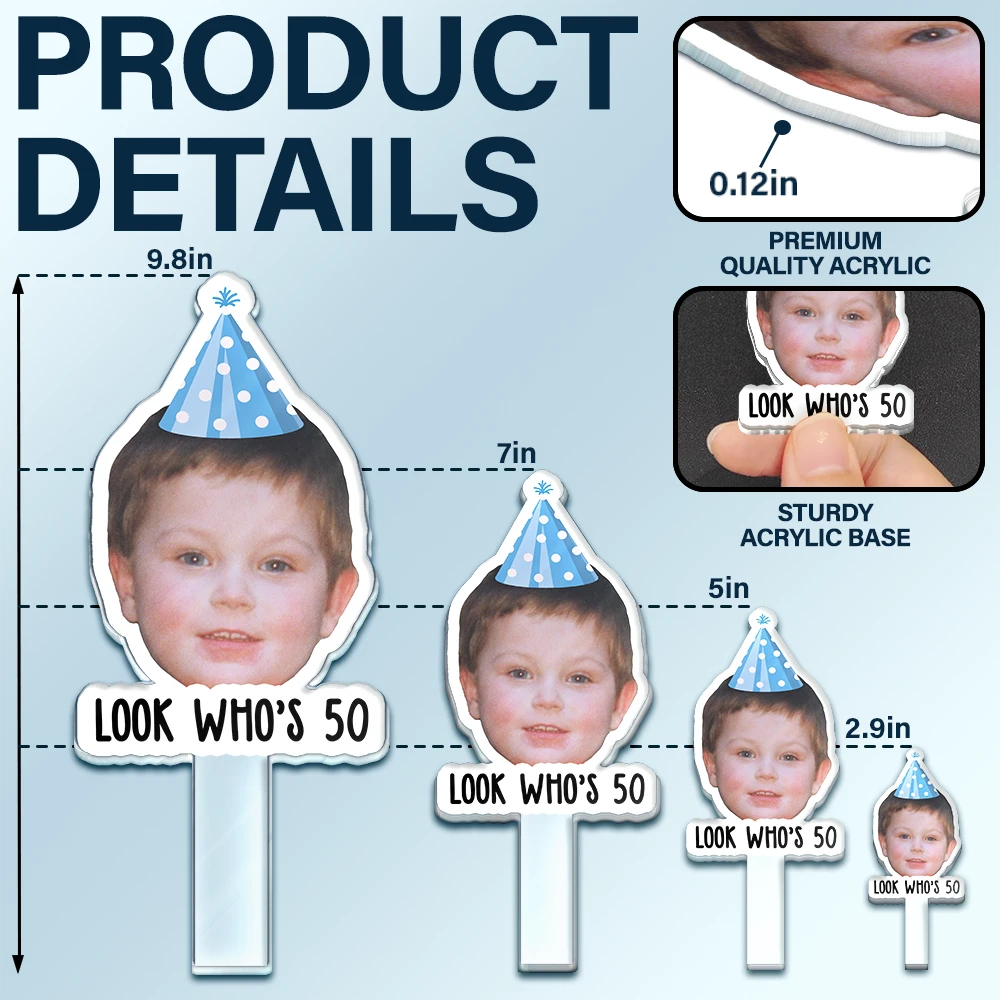 Happy, Gift For Women, Gift For Men - Custom Photo Vintage Birthday Funny Face - Personalized Acrylic Cake Topper