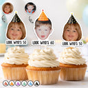 Happy, Gift For Women, Gift For Men - Custom Photo Vintage Birthday Funny Face - Personalized Acrylic Cake Topper