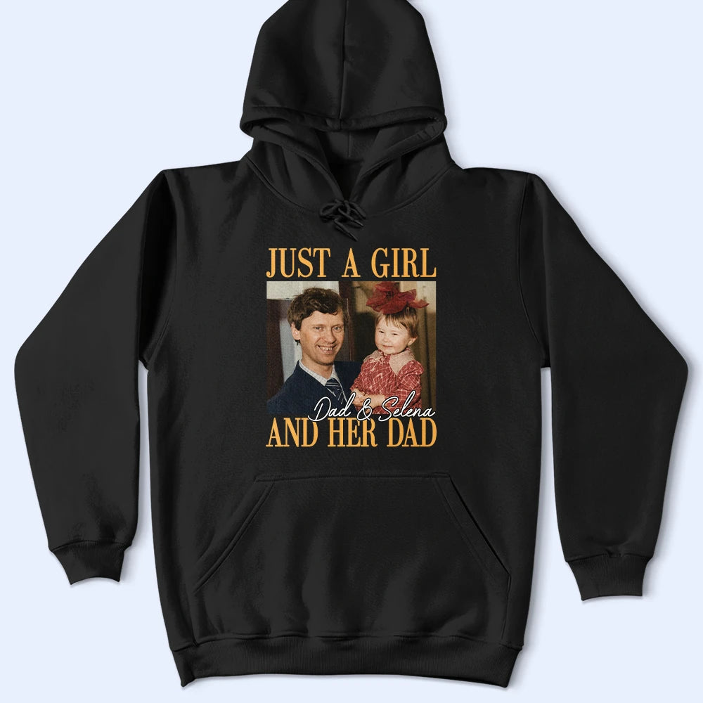 Custom Photo,Gift For Father,Dad - Daughters (Young),Photo,Proud - Custom Photo Vintage Photo Childhood Just A Dad And His Girl - Personalized T Shirt