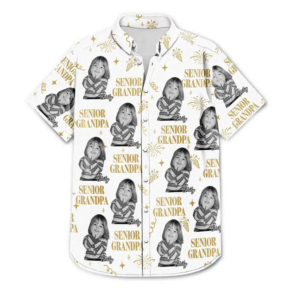 Gift For Mother,Gift For Father,Gift For Women,Gift For Men,Graduation,Happy,Photo - Custom Photo Vintage Senior Family - Personalized Hawaiian Shirt