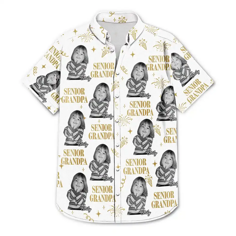Gift For Mother,Gift For Father,Gift For Women,Gift For Men,Graduation,Happy,Photo - Custom Photo Vintage Senior Family - Personalized Hawaiian Shirt