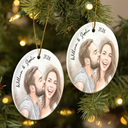 Art Design,Christmas,Romantic,Gift For Couples,Photo - Vivid Watercolor Art - Custom Photo Vivid Watercolor Art Anniversary Loving Couple - Personalized Circle Ceramic Ornament