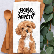 Top Market,Adorable,Art Design,New House,Pet Lovers,Photo - Vivid Watercolor Art - Custom Photo Vivid Watercolor Art Bone Appetit Lovely Pet Portrait - Personalized Kitchen Towel