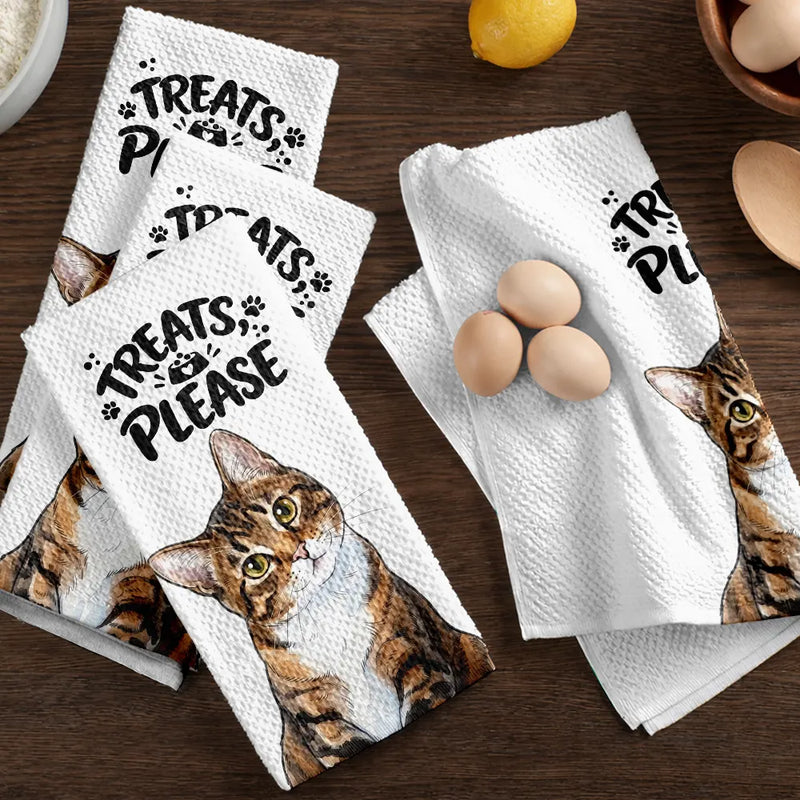 Top Market,Adorable,Art Design,New House,Pet Lovers,Photo - Vivid Watercolor Art - Custom Photo Vivid Watercolor Art Bone Appetit Lovely Pet Portrait - Personalized Kitchen Towel