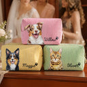 Top Market,Art Design,Playful,Pet Lovers,Photo - Vivid Watercolor Art - Custom Photo Vivid Watercolor Art Dog Cat Pet Portrait - Personalized Striped Cosmetic Bag