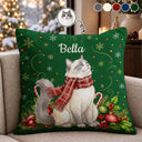 Art Design,Christmas,Pet Lovers,Photo - Pet With Fall Leaves,Happy - Custom Photo Watercolor Christmas Dog Pet Lover Gift - Personalized Pillow