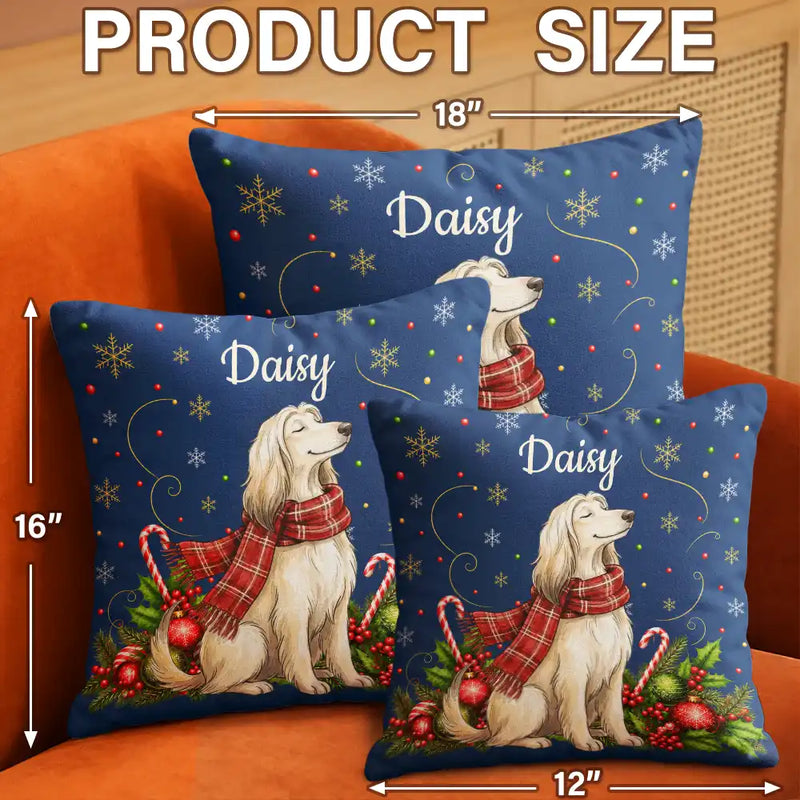 Art Design,Christmas,Pet Lovers,Photo - Pet With Fall Leaves,Happy - Custom Photo Watercolor Christmas Dog Pet Lover Gift - Personalized Pillow