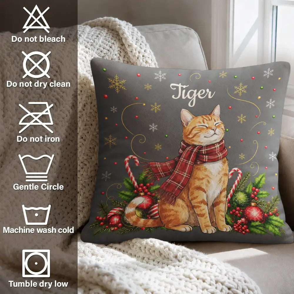 Art Design,Christmas,Pet Lovers,Photo - Pet With Fall Leaves,Happy - Custom Photo Watercolor Christmas Dog Pet Lover Gift - Personalized Pillow