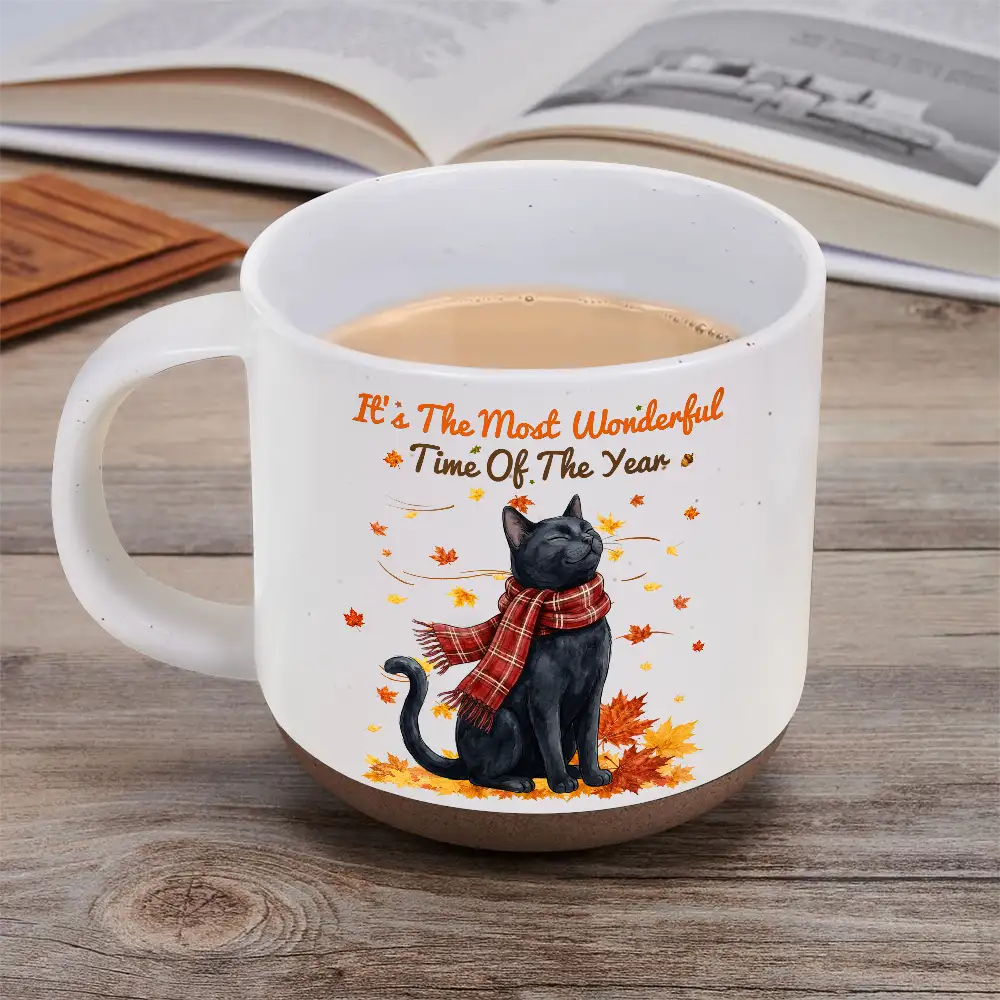 Art Design,Cozy,Pet Lovers,Photo - Pet With Fall Leaves - Custom Photo Watercolor Fall Leaves Dog Pet Lovers Portrait - Personalized Pottery Mug