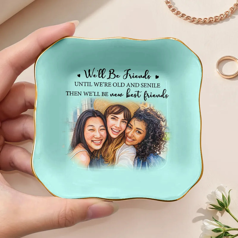 Custom Photo,Art Design,Gift For Bestie,Humorous,Photo - Watercolor - With BG - Custom Photo Watercolor Painting A True Friendship Is A Journey Without An End - Personalized Ring Dish