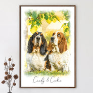 Custom Photo, Art Design, Pet Lovers, Cozy, Photo - Watercolor - With BG - Custom Photo Watercolor Painting Cat Dog Pet Portrait - Personalized Poster