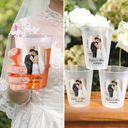 Custom Photo, Art Design, Gift For Couples, Wedding, Romantic, Photo - Watercolor - With BG - Custom Photo Watercolor Painting Couple Wedding Portrait - Personalized Frosted Cups