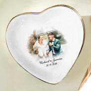 Custom Photo,Anniversary,Art Design,Gift For Couples,Romantic,Photo - Watercolor - With BG - Custom Photo Watercolor Painting Couples Anniversary Gift - Personalized Ring Dish