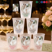 Gift For Couples,Married Couple,Custom Photo,Art Design,Wedding,Romantic,Photo - Watercolor - With BG - Custom Photo Watercolor Painting Couples Wedding Engaged Bachelor Party - Personalized Frosted Cups