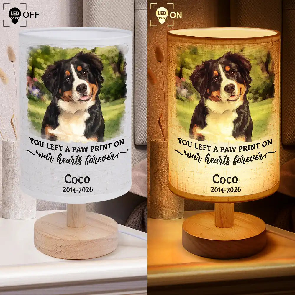 Art Design,Christmas,Sympathetic,Pet Lovers,Memorial,Photo - Watercolor - With BG - Custom Photo Watercolor Painting Memorial Dog Cat Forever Loved - Personalized Fabric Lamp