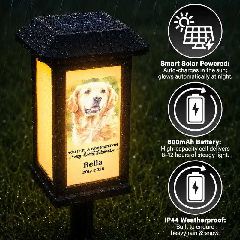 Art Design,Christmas,Sympathetic,Pet Lovers,Memorial,Photo - Watercolor - With BG - Custom Photo Watercolor Painting Memorial Dog Cat Forever Loved - Personalized Solar Garden Light