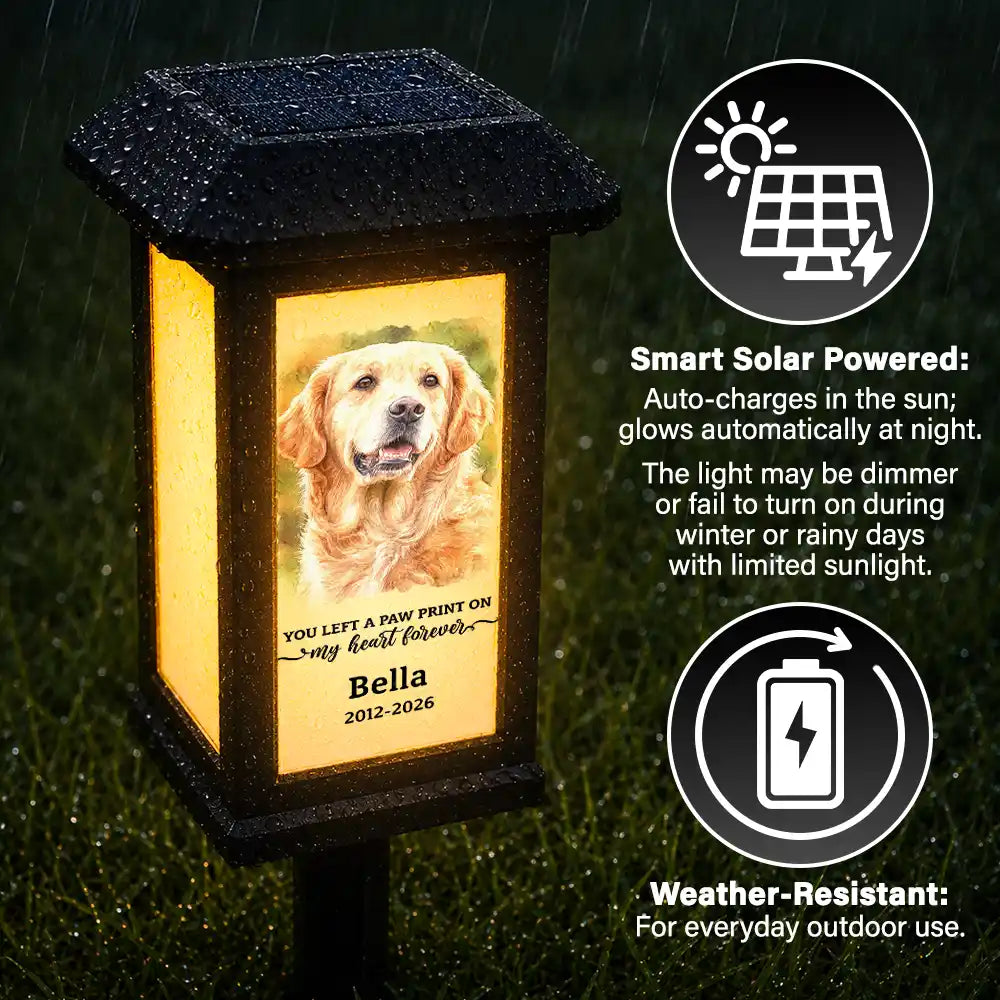 Art Design,Christmas,Sympathetic,Pet Lovers,Memorial,Photo - Watercolor - With BG - Custom Photo Watercolor Painting Memorial Dog Cat Forever Loved - Personalized Solar Garden Light