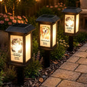 Art Design,Christmas,Sympathetic,Pet Lovers,Memorial,Photo - Watercolor - With BG - Custom Photo Watercolor Painting Memorial Dog Cat Forever Loved - Personalized Solar Garden Light