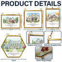 Art Design,Christmas,Family,Photo - Watercolor - With BG,Happy - Custom Photo Watercolor Painting Our First Home - Personalized Metal Frame Ornament