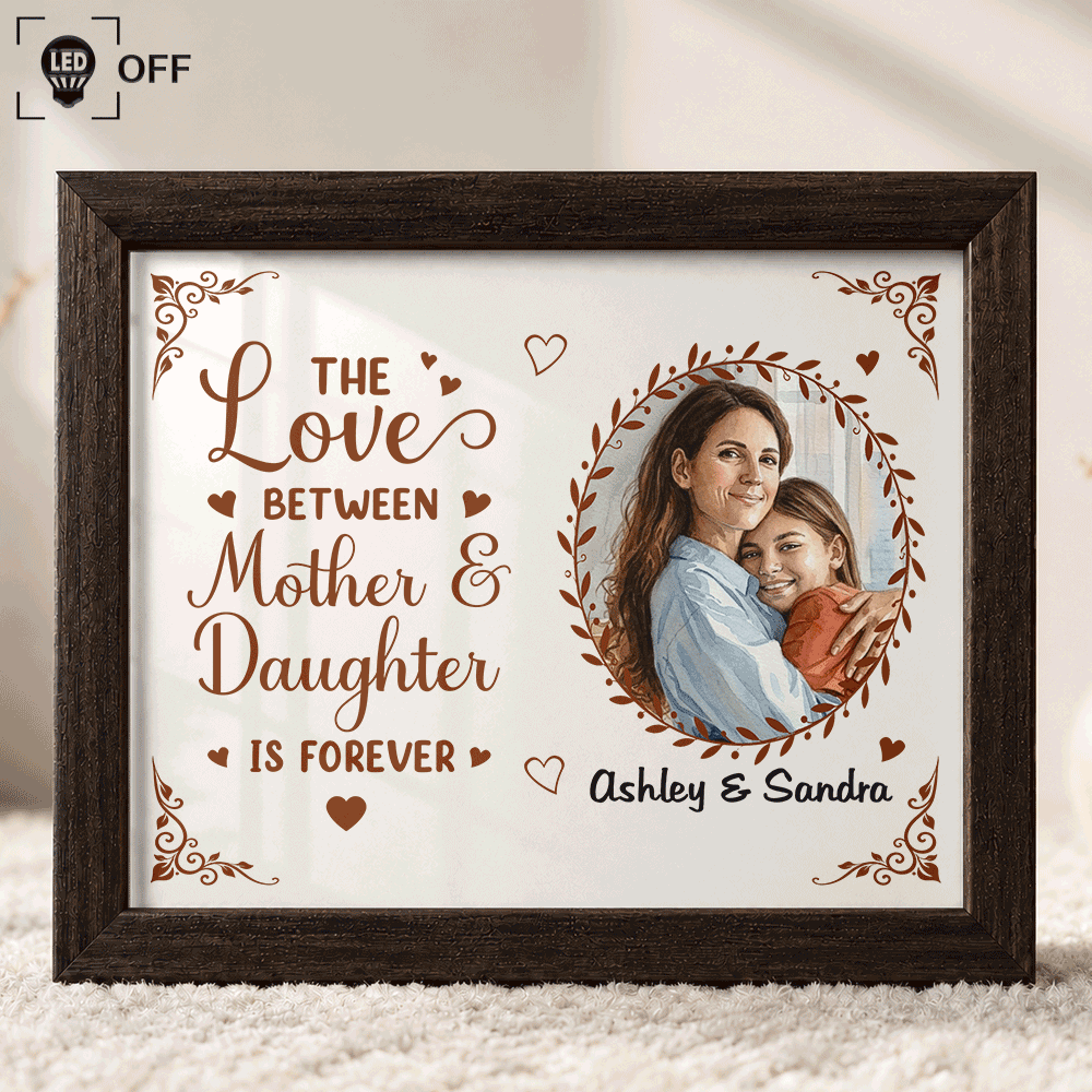 Art Design,Sentimental,Gift For Children,Christmas,Gift For Mother,Mom - Daughter (Young),Gift For Daughter,Photo - Watercolor - With BG - Custom Photo Watercolor Painting The Love Between Mother & Daughter Is Forever - Personalized LED Light Shadow Box