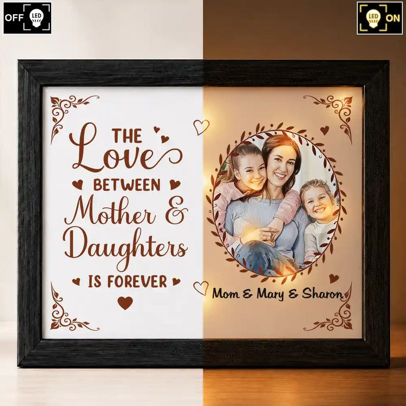 Art Design,Sentimental,Gift For Children,Christmas,Gift For Mother,Mom - Daughter (Young),Gift For Daughter,Photo - Watercolor - With BG - Custom Photo Watercolor Painting The Love Between Mother & Daughter Is Forever - Personalized LED Light Shadow Box