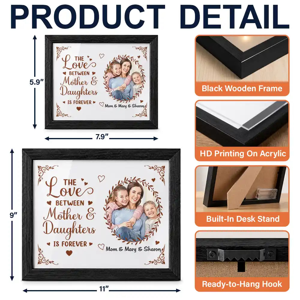 Art Design,Sentimental,Gift For Children,Christmas,Gift For Mother,Mom - Daughter (Young),Gift For Daughter,Photo - Watercolor - With BG - Custom Photo Watercolor Painting The Love Between Mother & Daughter Is Forever - Personalized LED Light Shadow Box