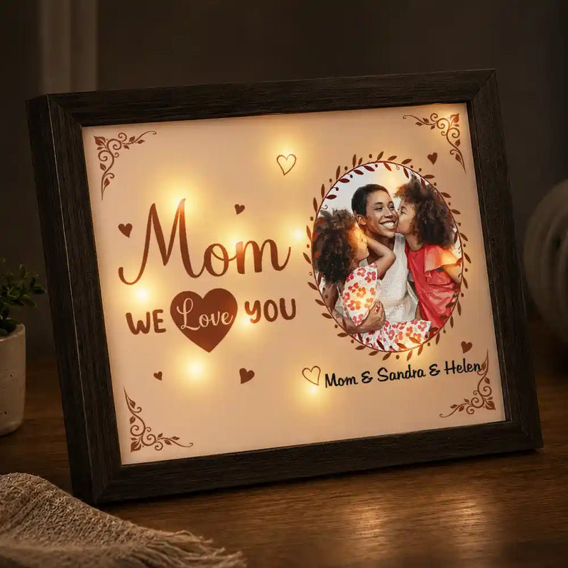 Art Design,Sentimental,Gift For Children,Christmas,Gift For Mother,Mom - Daughter (Young),Gift For Daughter,Photo - Watercolor - With BG - Custom Photo Watercolor Painting The Love Between Mother & Daughter Is Forever - Personalized LED Light Shadow Box
