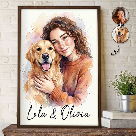 Custom Photo Watercolor Pet Lovers Dog Cat Pet Lover - Personalized Poster