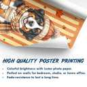Adorable,Art Design,Pet Lovers,Photo - Autumn Theme Pet - Custom Photo Watercolor Pet With Autumn Accessories Autumn Lovely Dog Cat Portrait - Personalized Poster