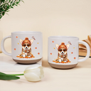 Adorable, Art Design, Pet Lovers, Photo - Autumn Theme Pet - Custom Photo Watercolor Pet With Autumn Accessories Autumn Lovely Dog Cat Portrait - Personalized Pottery Mug