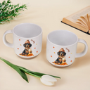 Adorable, Art Design, Pet Lovers, Photo - Autumn Theme Pet - Custom Photo Watercolor Pet With Autumn Accessories Autumn Lovely Dog Cat Portrait - Personalized Pottery Mug