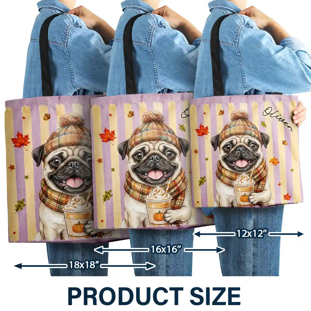 Adorable,Art Design,Pet Lovers,Photo - Autumn Theme Pet - Custom Photo Watercolor Pet With Autumn Accessories Autumn Lovely Dog Cat Portrait - Personalized Tote Bag