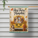 Art Design,Playful,Outdoor Decor,Pet Lovers,Photo - Autumn Theme Pet - Custom Photo Watercolor Pet With Autumn Accessories Welcome Fall - Personalized Flag